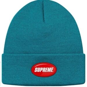 SUPREME Rubber Patch Beanie TEAL Spring/Summer '18 unisex